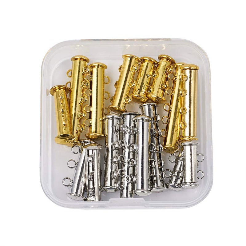 KISSITTY 16 Sets 2~5 Strands Brass Magnetic Slide Lock Clasps Mixed Colors Multi-Strand Necklace Bracelet Tube Clasps - Image 4